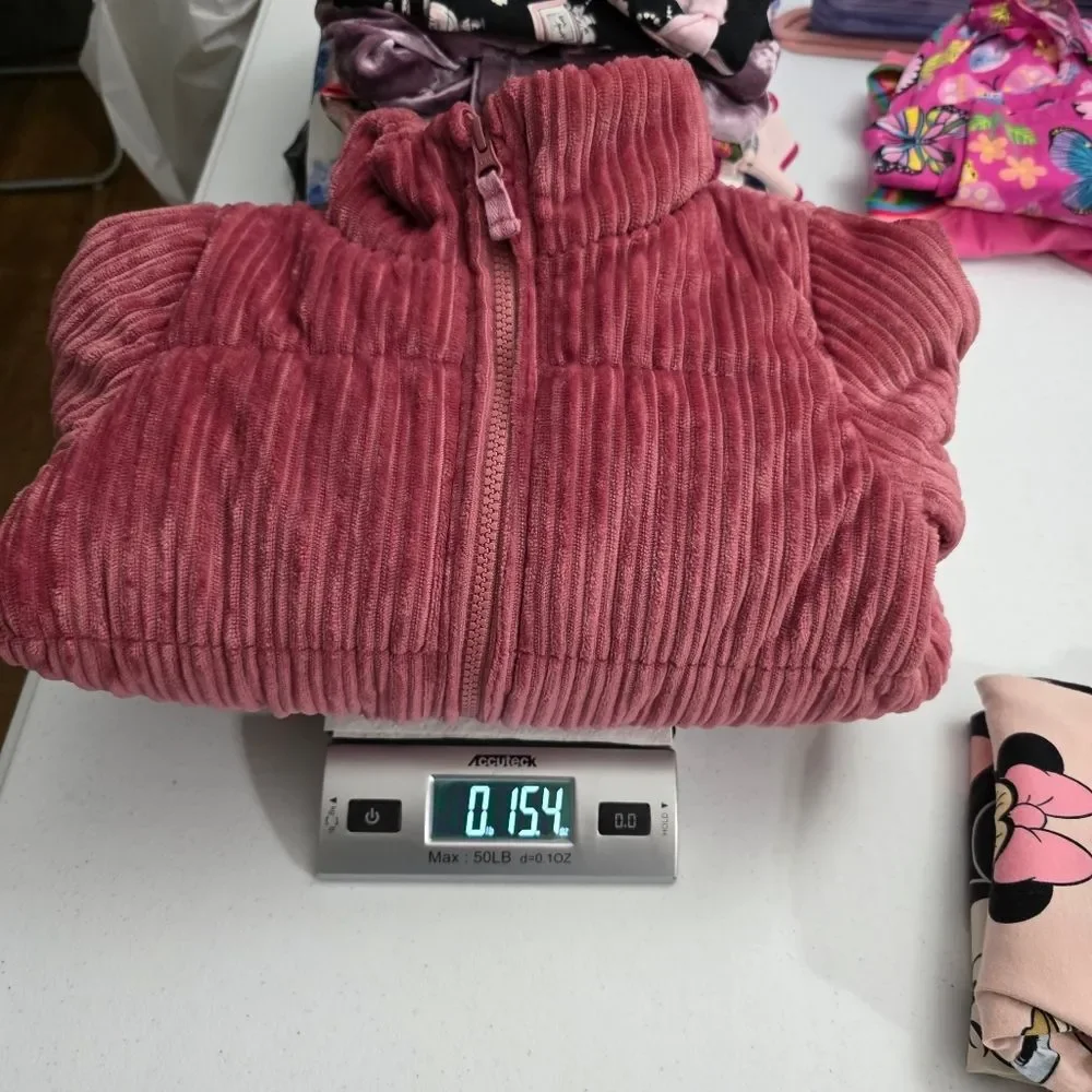 Toddler Girls Oshkosh Soft Pink Ribbed Heavyweight Puffer Jacket Size 4 Small